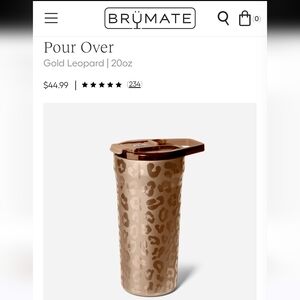Brumate Pour Over Brewing System in Gold Leopard NIB